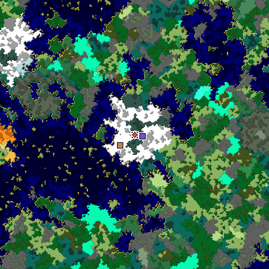 Predicted biome map of Java 1.16 seed -4648202801162770082 around estimated spawn