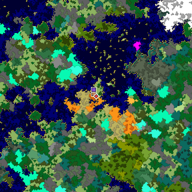 Predicted biome map of Java 1.16 seed -923368627899316116 around estimated spawn