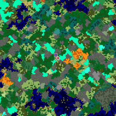 Predicted biome map of Java 1.16 seed -6157968071734880281 around estimated spawn
