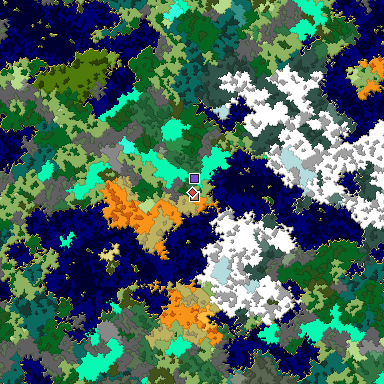 Predicted biome map of Java 1.16 seed 2176545815961794661 around estimated spawn