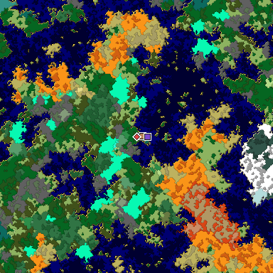 Predicted biome map of Java 1.16 seed -357533857776979979 around estimated spawn