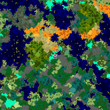 Predicted biome map of Java 1.16 seed -3190126402797746724 around estimated spawn