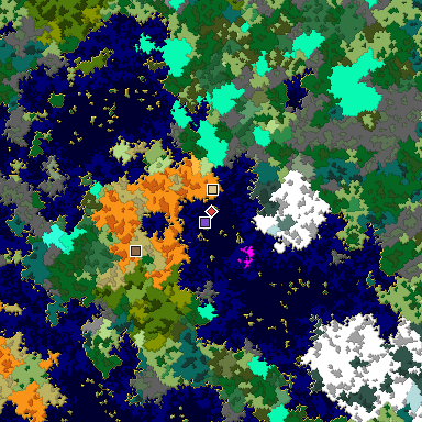 Predicted biome map of Java 1.16 seed 1337646146121025429 around estimated spawn