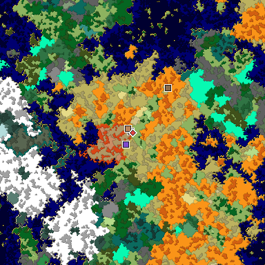 Predicted biome map of Java 1.16 seed 6021652252828294978 around estimated spawn