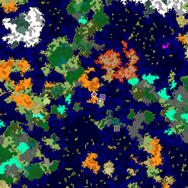Predicted biome map of Java 1.16 seed 8194342304742899517 around estimated spawn