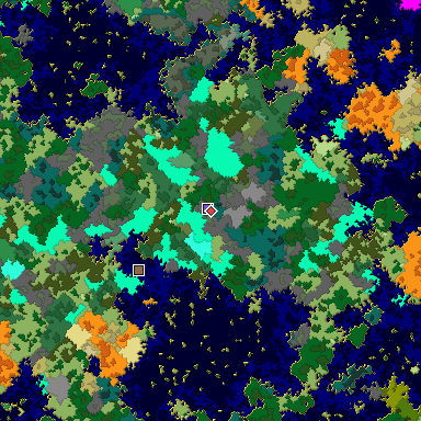 Predicted biome map of Java 1.16 seed 7254142779819545019 around estimated spawn
