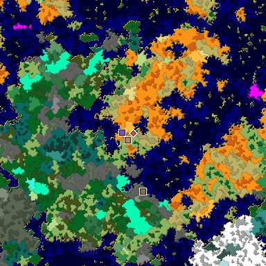 Predicted biome map of Java 1.16 seed -712350367318080944 around estimated spawn