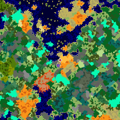 Map of Minecraft seed -3038586930440555428 around spawn