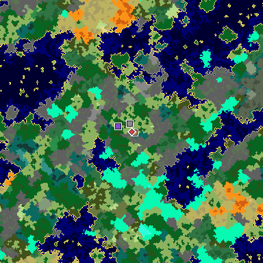 Map of Minecraft seed -8680877150043404445 around spawn