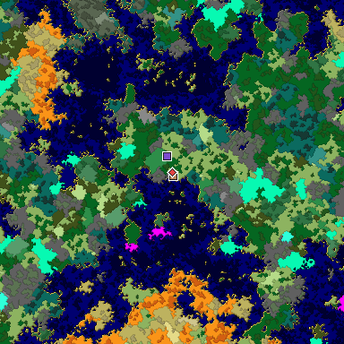 Predicted biome map of Java 1.16 seed -674528215463061562 around estimated spawn
