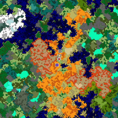 Predicted biome map of Java 1.16 seed -8006442635193356551 around estimated spawn