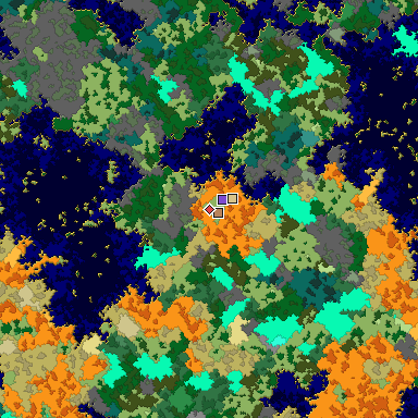 Predicted biome map of Java 1.16 seed 922251939253016359 around estimated spawn