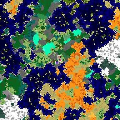 Map of Minecraft seed 6520537115015209742 around spawn