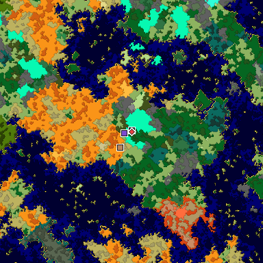 Predicted biome map of Java 1.16 seed -456355043918013221 around estimated spawn