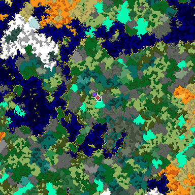 Predicted biome map of Java 1.16 seed 6221940353155524736 around estimated spawn