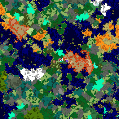 Predicted biome map of Java 1.16 seed 994622053911370860 around estimated spawn