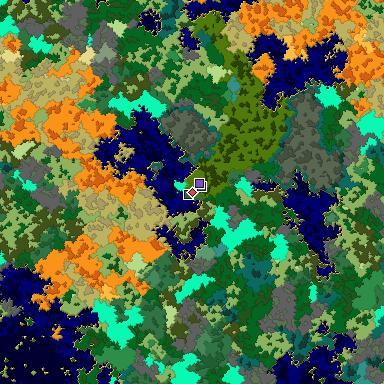 Predicted biome map of Java 1.16 seed -6024710762118829530 around estimated spawn