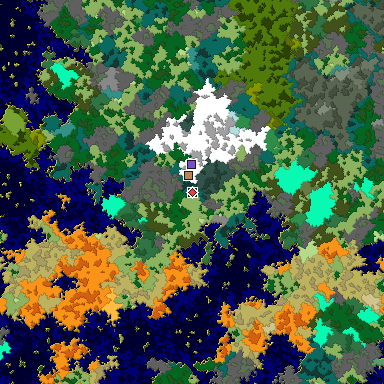 Predicted biome map of Java 1.16 seed 6221295673604263155 around estimated spawn