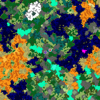 Predicted biome map of Java 1.16 seed 5275370895231204422 around estimated spawn