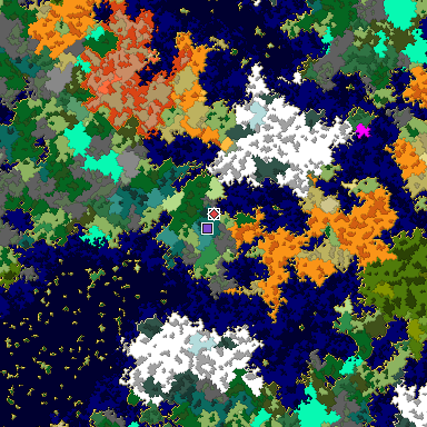 Predicted biome map of Java 1.16 seed -4224513109374617119 around estimated spawn