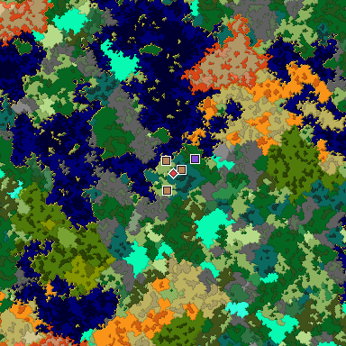 Predicted biome map of Java 1.16 seed -792303022381504533 around estimated spawn