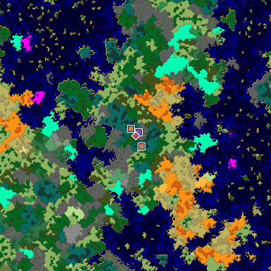 Predicted biome map of Java 1.16 seed 8035875511778495084 around estimated spawn