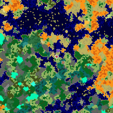 Map of Minecraft seed 8406609881690531022 around spawn