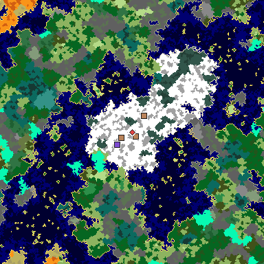Map of Minecraft seed 2985079567589625879 around spawn