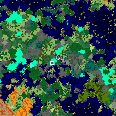 Predicted biome map of Java 1.16 seed -4787538707489786241 around estimated spawn