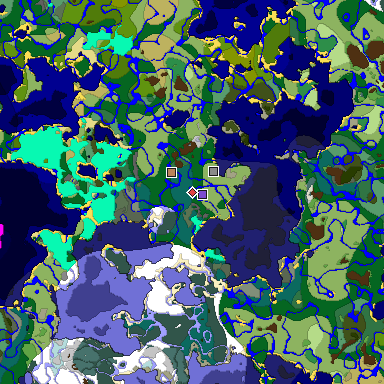 Predicted biome map of Java 1.18 seed -1137908268371342380 around estimated spawn