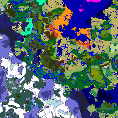 Predicted biome map of Java 1.18 seed -347469533849232982 around estimated spawn