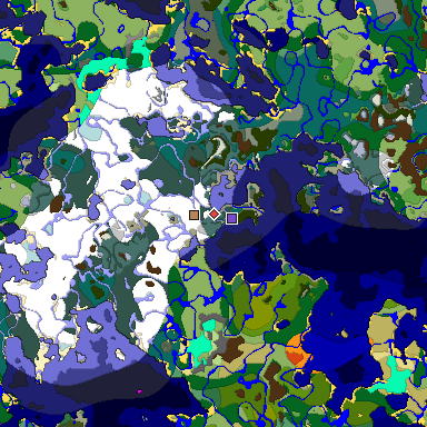 Predicted biome map of Java 1.18 seed 1807883718477238758 around estimated spawn