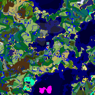 Predicted biome map of Java 1.18 seed -5836338201778747676 around estimated spawn