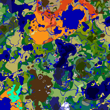 Predicted biome map of Java 1.18 seed 2783624052935333300 around estimated spawn