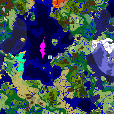 Predicted biome map of Java 1.18 seed 8141024870587288457 around estimated spawn
