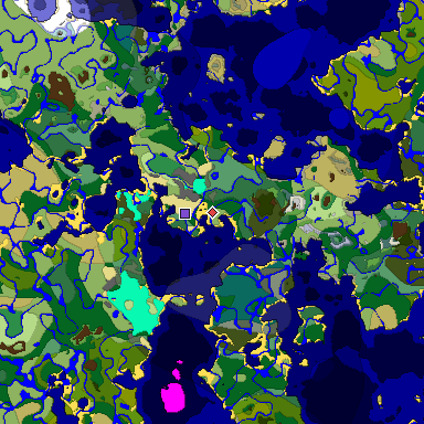 Predicted biome map of Java 1.18 seed 6483971474643403031 around estimated spawn