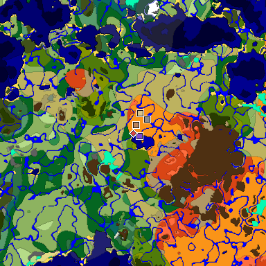 Predicted biome map of Java 1.18 seed 2297394883243231871 around estimated spawn