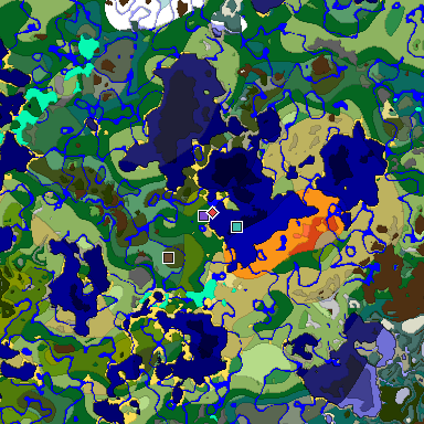 Predicted biome map of Java 1.18 seed 2915617419954306226 around estimated spawn