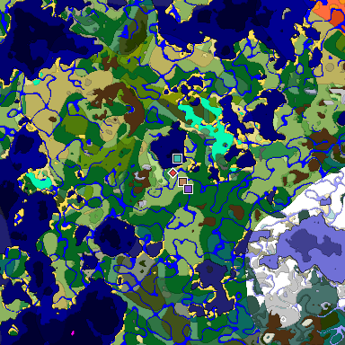 Predicted biome map of Java 1.18 seed -4083941213465203933 around estimated spawn