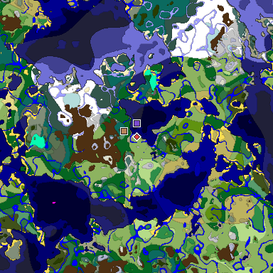 Predicted biome map of Java 1.18 seed -1448462577485575532 around estimated spawn