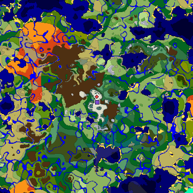 Predicted biome map of Java 1.18 seed 4306929396009682288 around estimated spawn