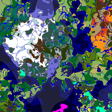 Predicted biome map of Java 1.18 seed -4756472369345265041 around estimated spawn