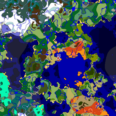 Predicted biome map of Java 1.18 seed 699843315471118062 around estimated spawn