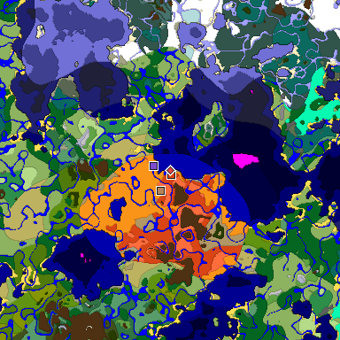 Predicted biome map of Java 1.18 seed 4652498654943672324 around estimated spawn