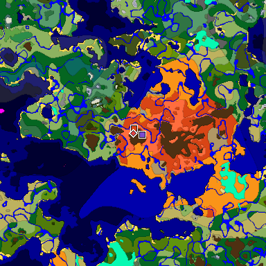 Predicted biome map of Java 1.18 seed -7706079072385599745 around estimated spawn