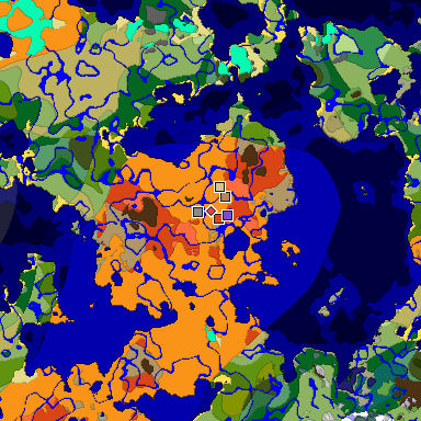 Predicted biome map of Java 1.18 seed 8153247262187326061 around estimated spawn