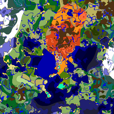 Predicted biome map of Java 1.18 seed 4756042577408773860 around estimated spawn