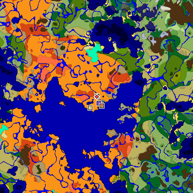 Predicted biome map of Java 1.18 seed -6630097367339220215 around estimated spawn