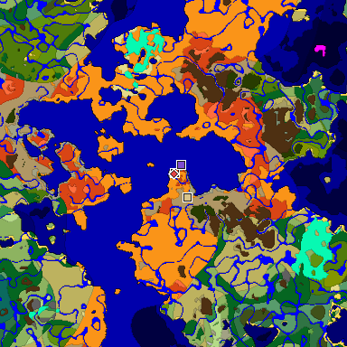 Predicted biome map of Java 1.18 seed -6563208838386421995 around estimated spawn