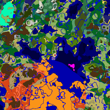 Predicted biome map of Java 1.18 seed 4468163070342859731 around estimated spawn